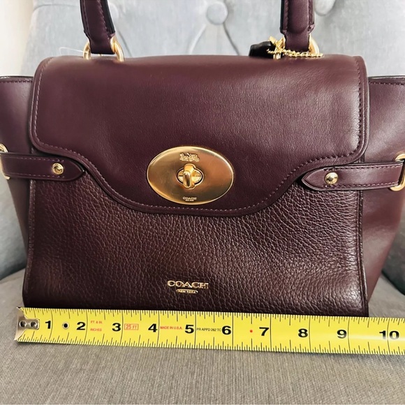 NWT Coach Blake Flap Carryall Satchel Crossbody Turn Lock Zip Burgundy Gift - Picture 7 of 14